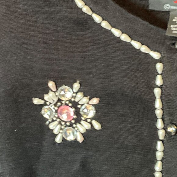 Designers Originals Studio JOY Womens Black Cardigan W/ Beaded Embellishments Si - Picture 3 of 6